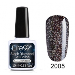 Гел Лак Черен Диамантено Брокатен 10ml 2005 Elite99